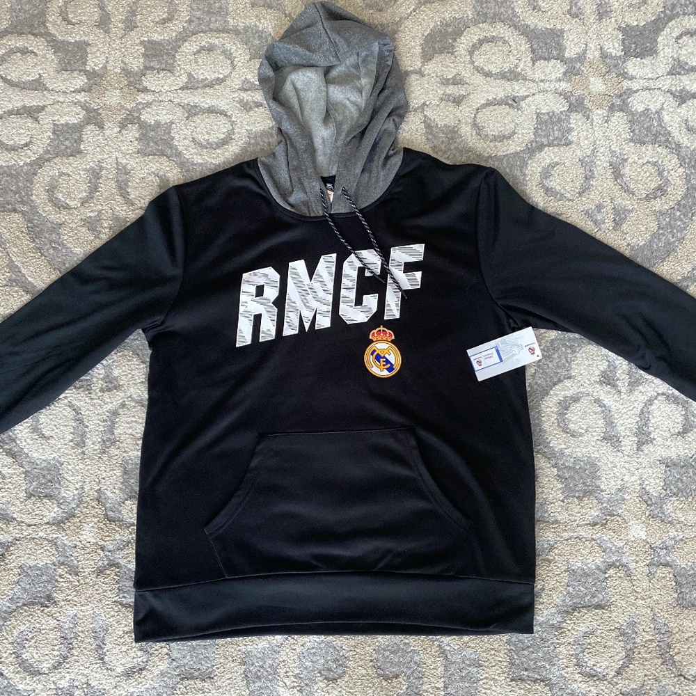 Real Madrid RMCF Black Hoodie Sweatshirt Pullover